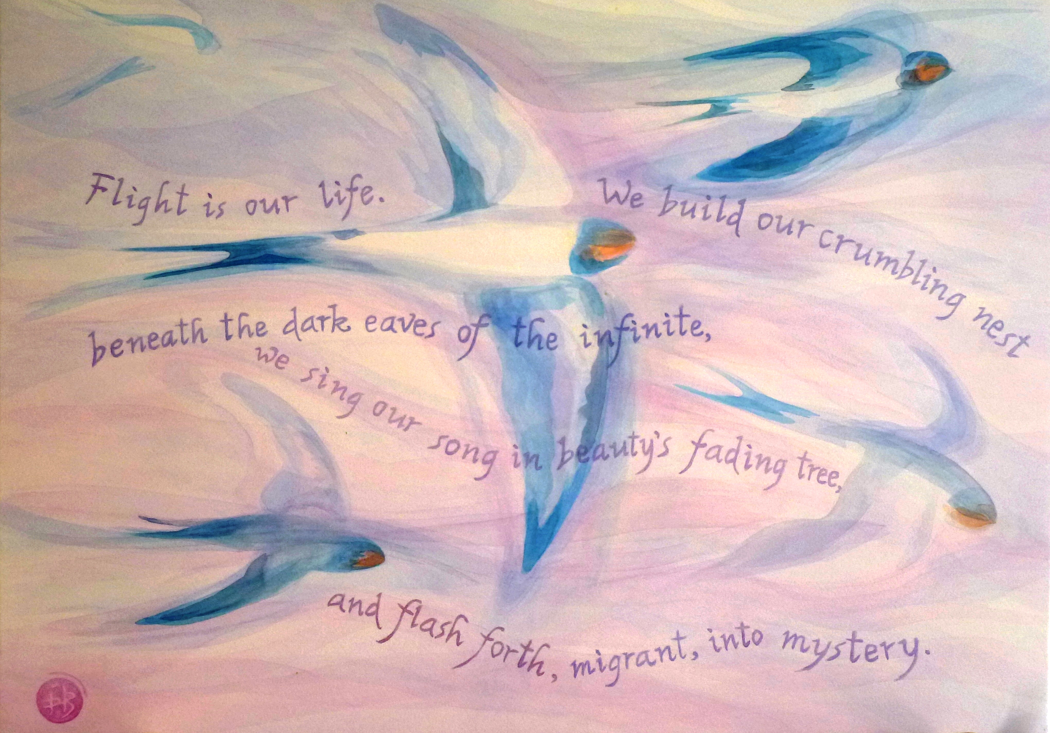 Veil painting - swallows (2)